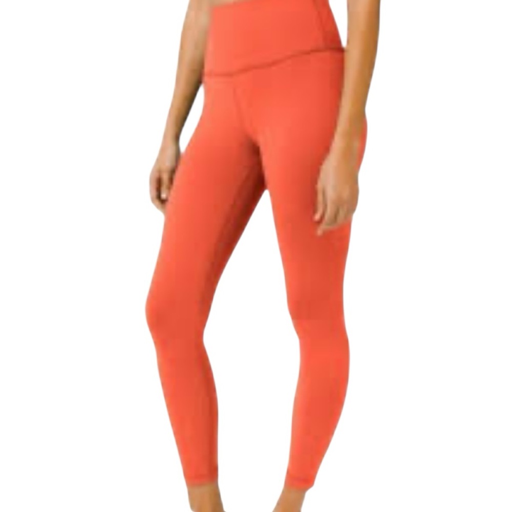 Lululemon Wunder Under Train Tights Size 10 25" Orange Coral High Rise Athletic